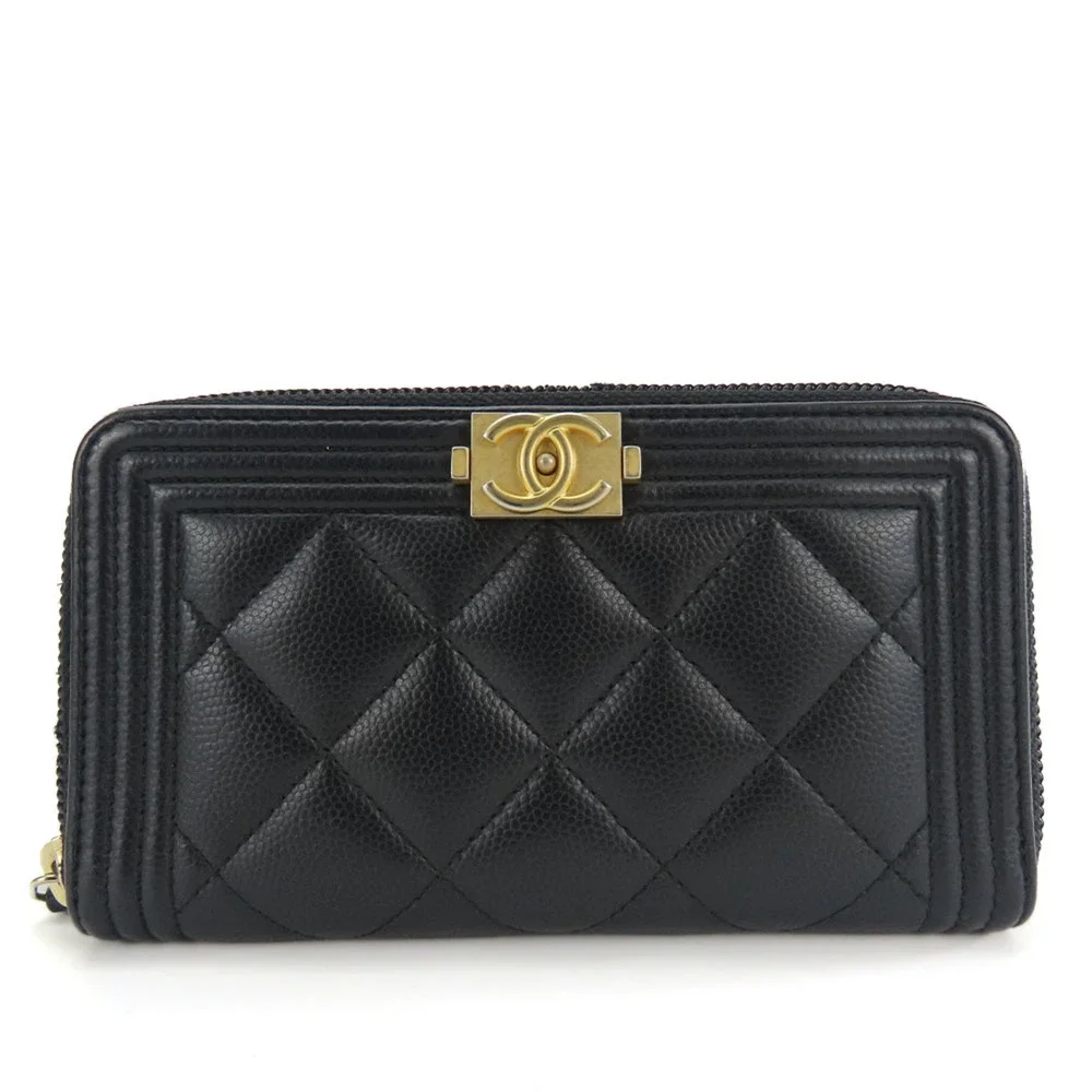 CHANEL Black Caviar Leather Wallet